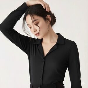 Frank & Oak Black Button Down Shirt